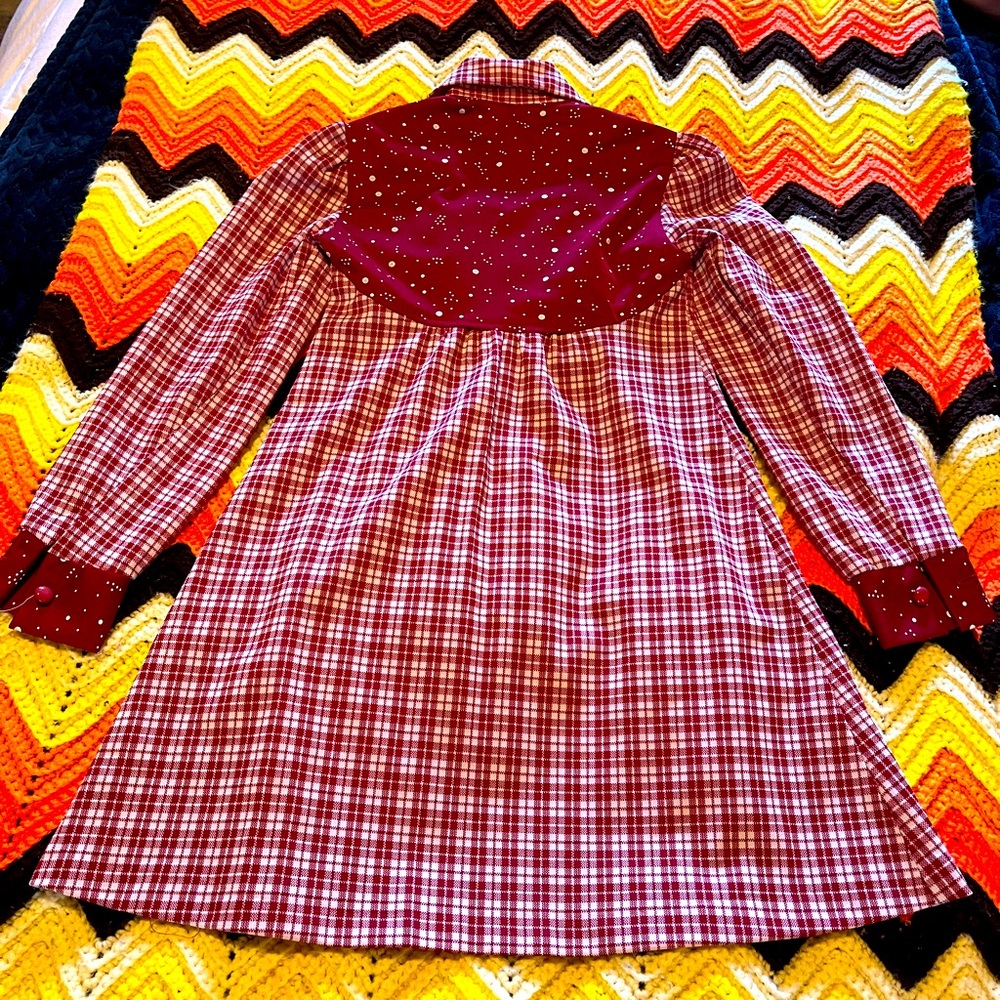 Red plaid country micro mini dress